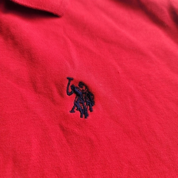 U.S. POLO ASSN. Men's Luxury Feel Red Button Collared Short Sleeve Tee Sz L - Picture 9 of 9